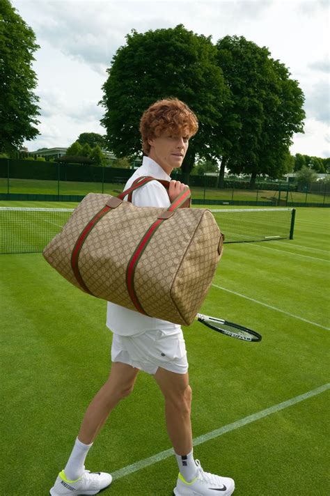 gucci x head borsone|Jannik Sinner's Custom Gucci Duffle Takes Tennis Gear to.